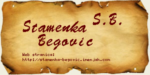 Stamenka Begović vizit kartica